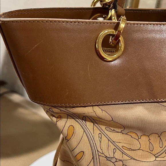 Salvatore Ferragamo Brown and Cream Floral Tote - Picture 12 of 17